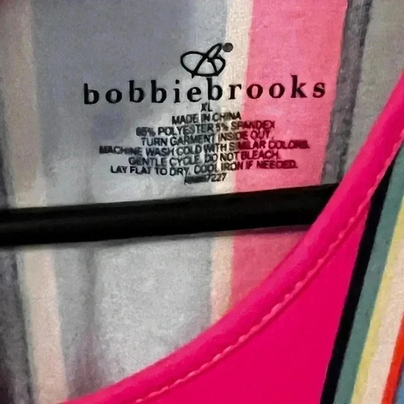 Bobbie Brooks Colorful neon Striped Print T-shirt Dress Size XLarge Soft NWOT - Picture 2 of 4